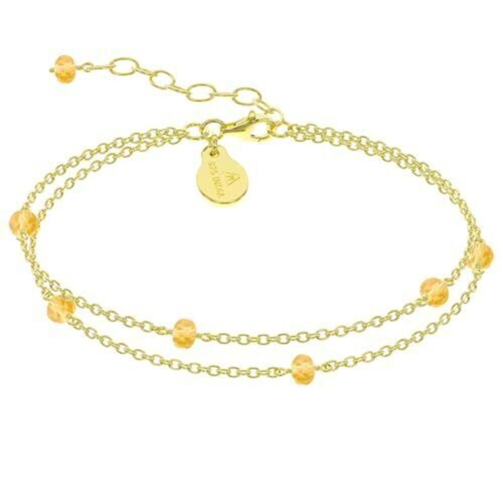 4564 Citrine Bracelet , Certified 925 Sterling Silver with Plated 18K Gold
